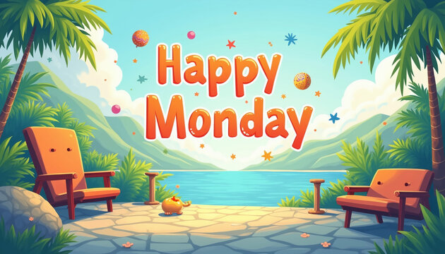 Tropical Monday beach illustration