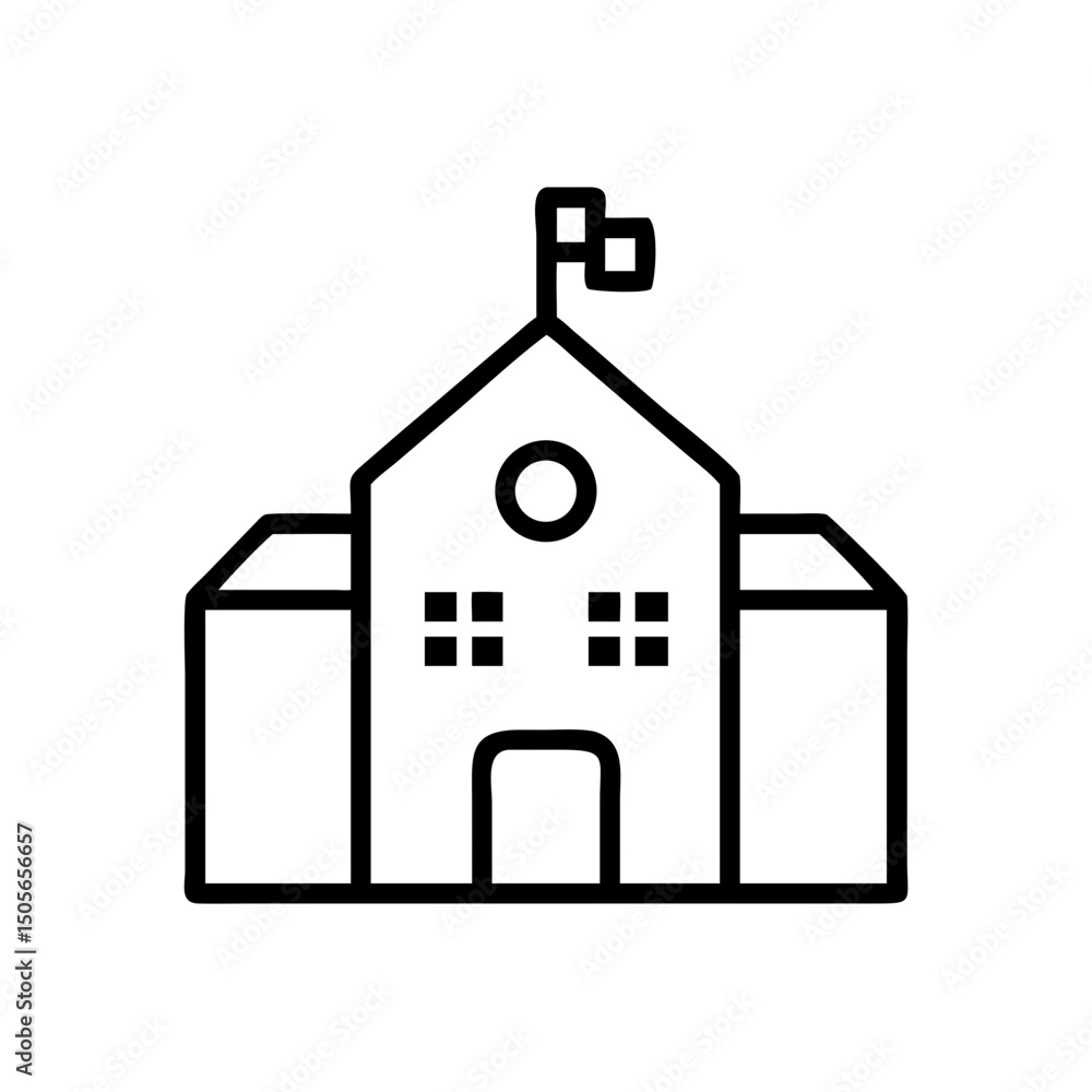 Poster school building icon on transparent background for web and graphic design