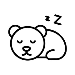 Sleeping bear icon on transparent background for web and graphic design
