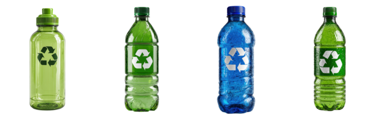 Eco-friendly Plastic Bottles with Recycling Symbols for Sustainability
