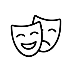 Theater masks icon on transparent background for web and graphic design