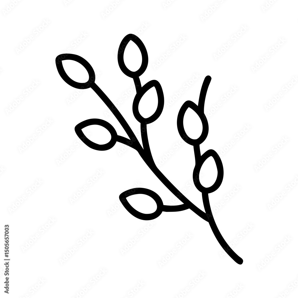 Poster willow branch icon on transparent background for web and graphic design