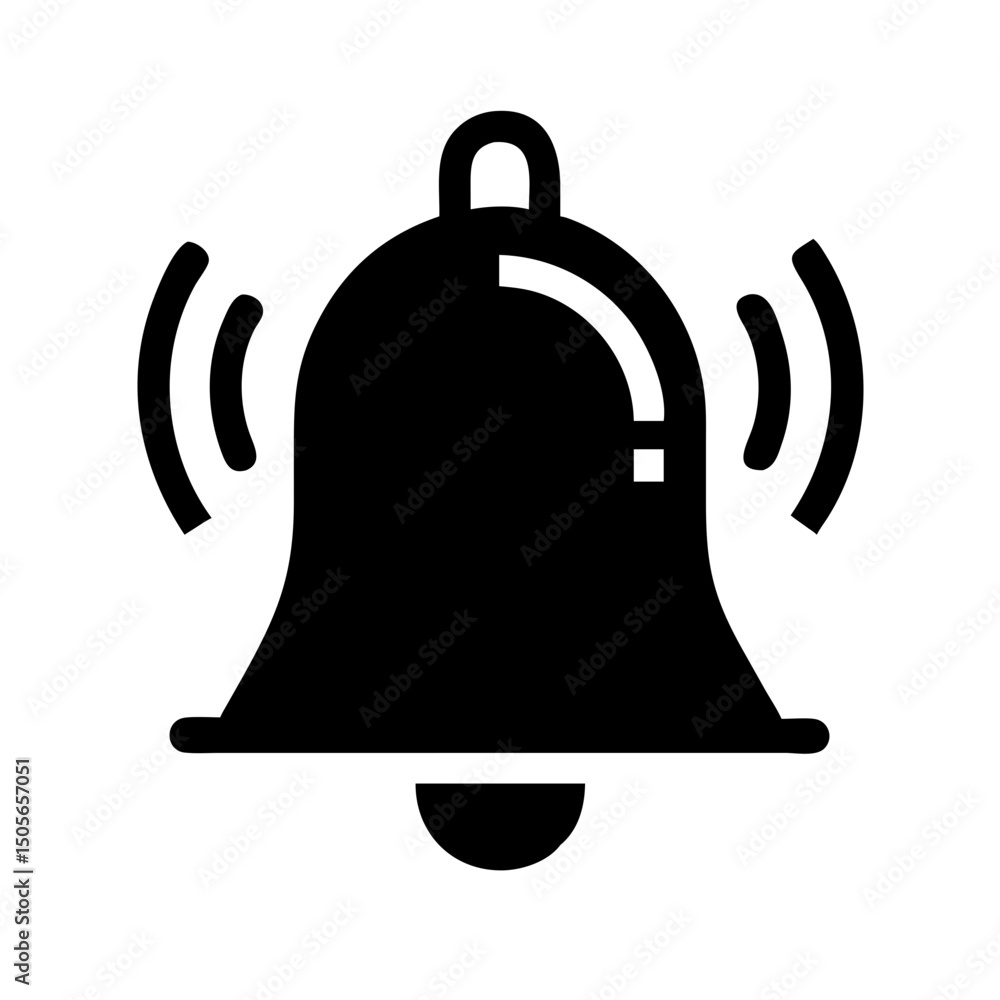 Poster silhouette alarm bell icon on transparent background for web and graphic design