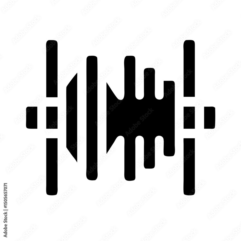 Poster silhouette audio waveform icon on transparent background for web and graphic design