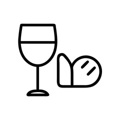 Wine and bread icon on transparent background for web and graphic design
