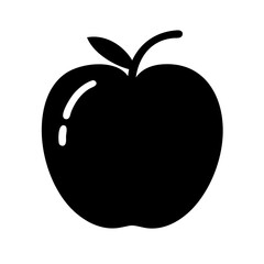 Silhouette apple fruit icon on transparent background for web and graphic design