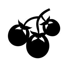 Silhouette cherry tomatoes icon on transparent background for web and graphic design