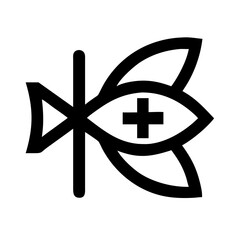 Silhouette christian fish symbol icon on transparent background for web and graphic design