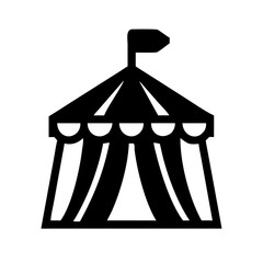 Silhouette circus tent icon on transparent background for web and graphic design