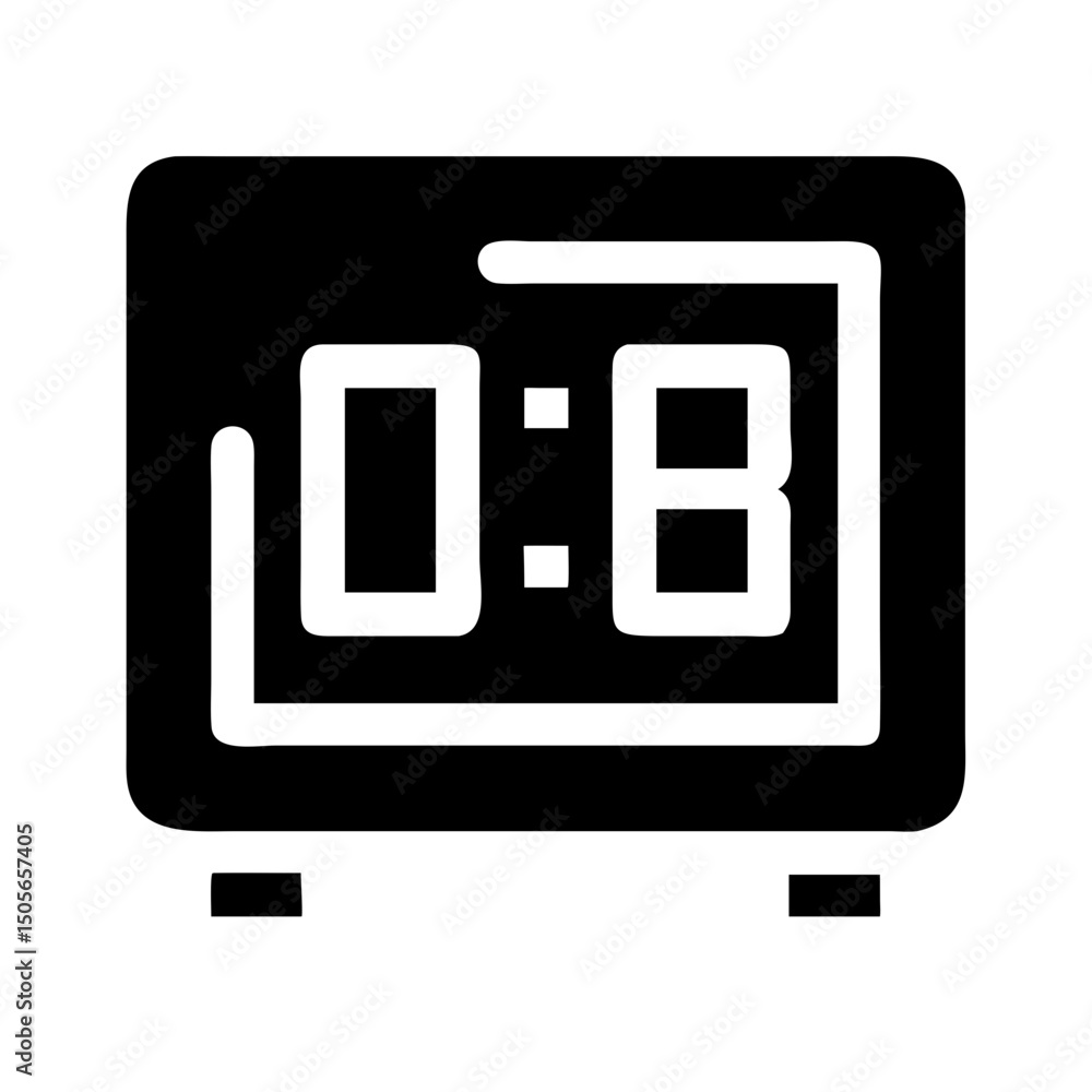 Poster silhouette digital clock display icon on transparent background for web and graphic design