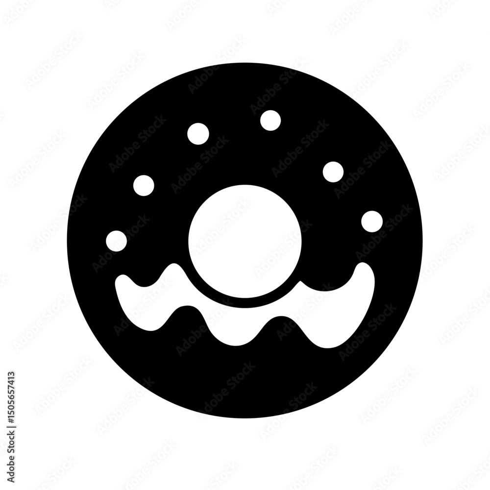 Poster silhouette donut icon on transparent background for web and graphic design