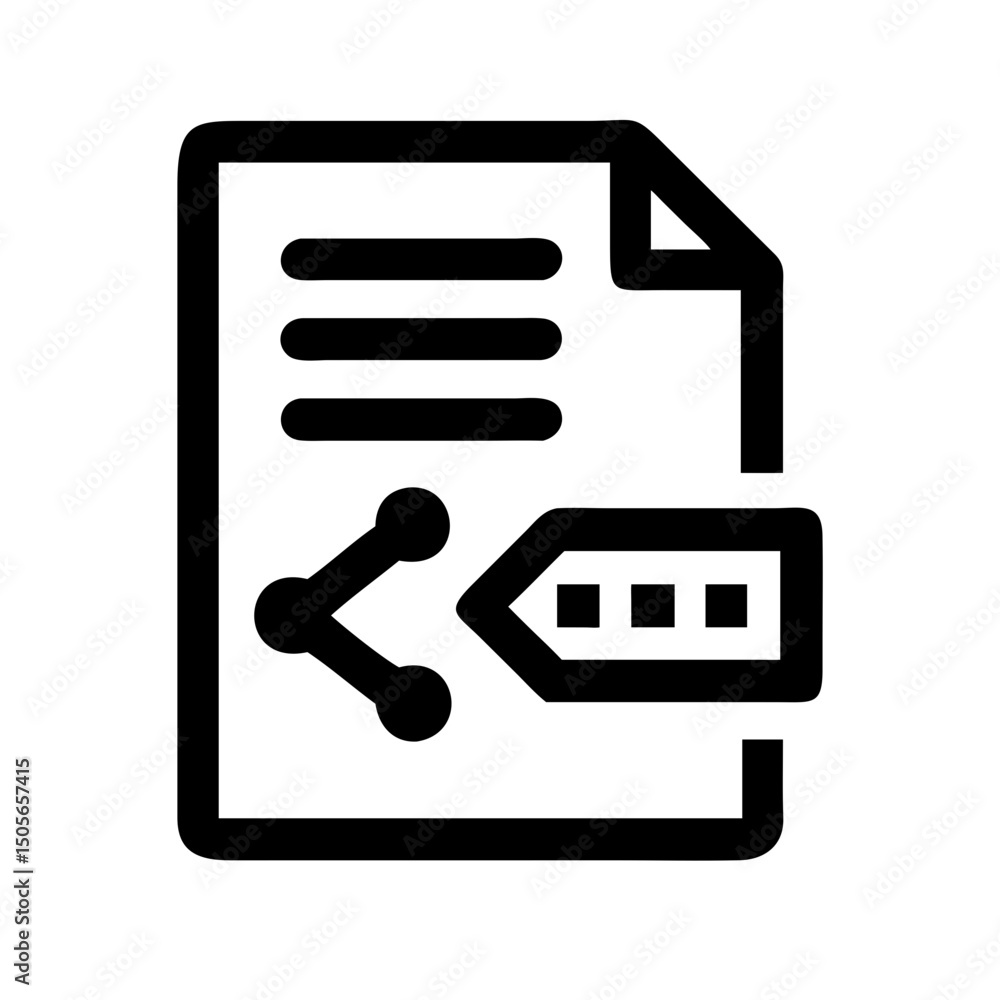 Aufkleber silhouette document with share arrows icon on transparent background for web and graphic design
