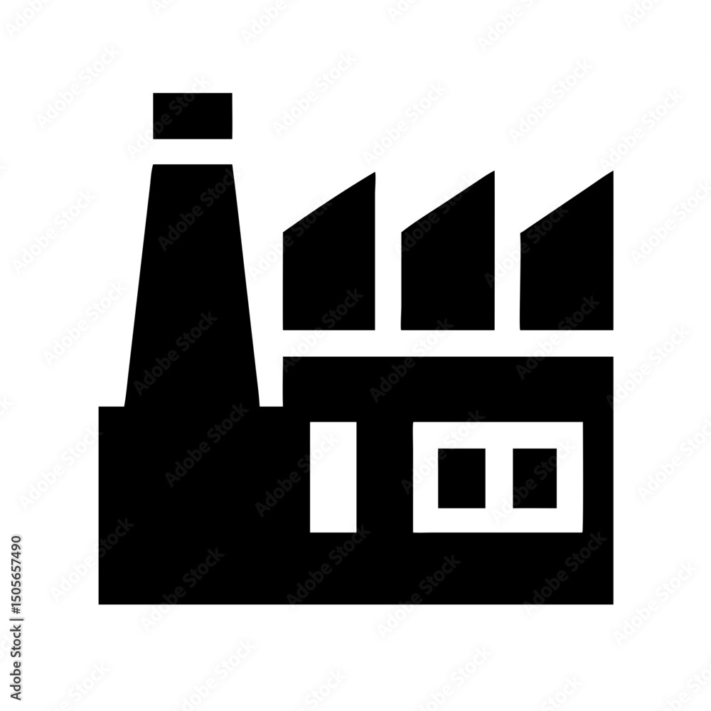 Poster silhouette factory icon on transparent background for web and graphic design