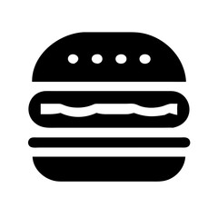 Silhouette double patty burger icon on transparent background for web and graphic design