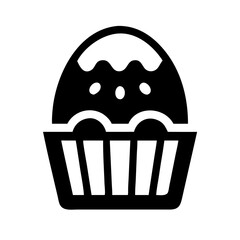 Silhouette easter muffin icon on transparent background for web and graphic design