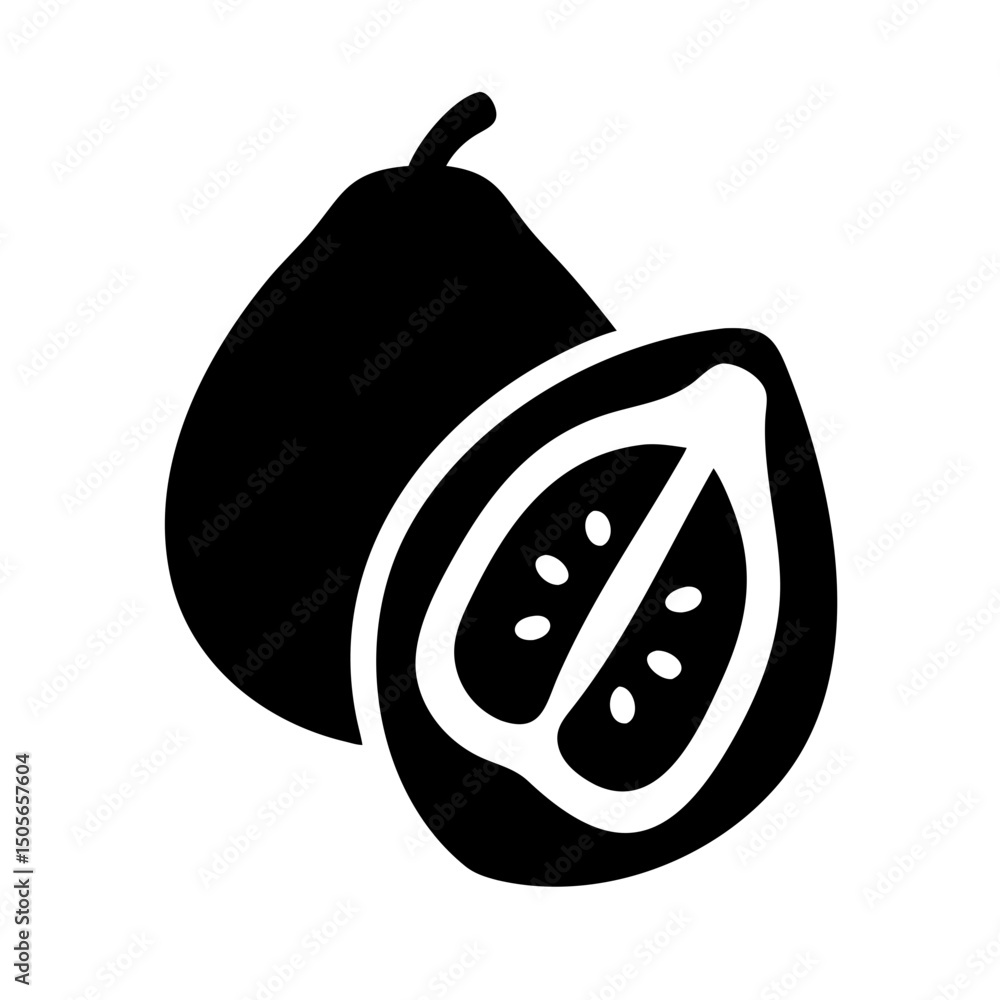 Poster silhouette guava icon on transparent background for web and graphic design
