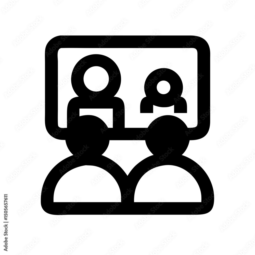 Aufkleber silhouette group video call icon on transparent background for web and graphic design