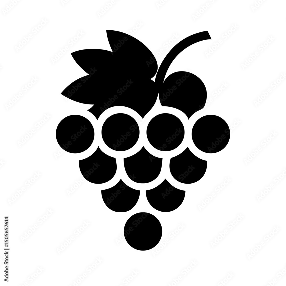 Poster silhouette grapes icon on transparent background for web and graphic design