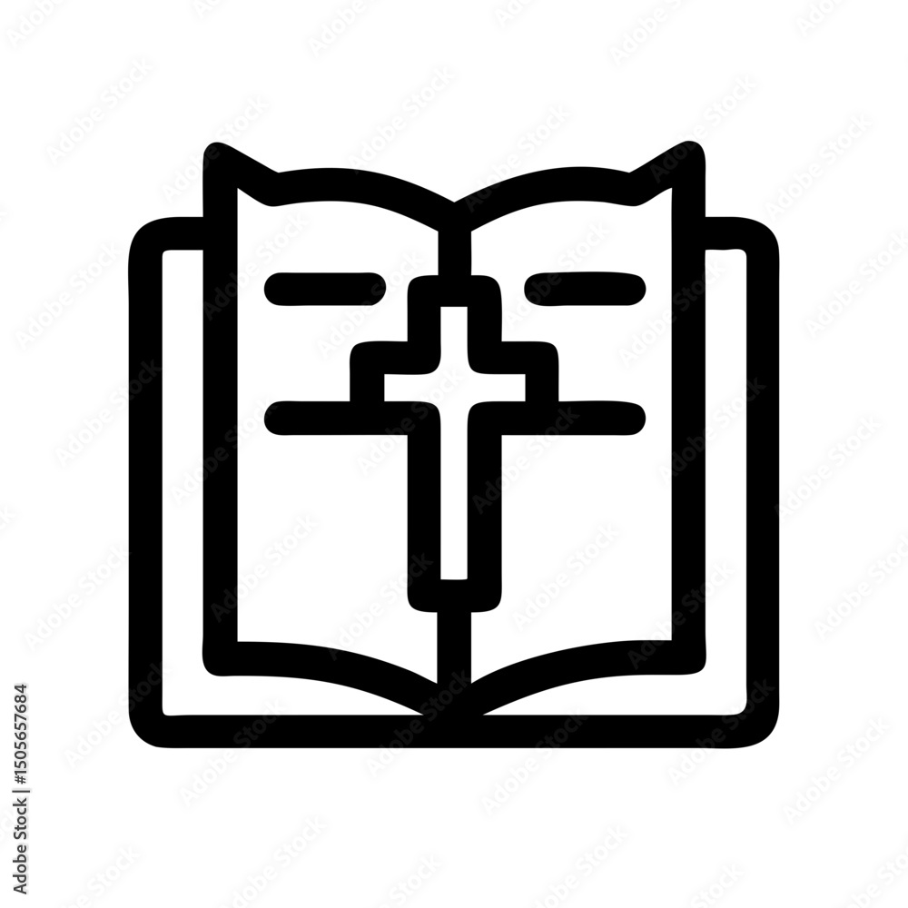 Poster silhouette holy book with cross icon on transparent background for web and graphic design