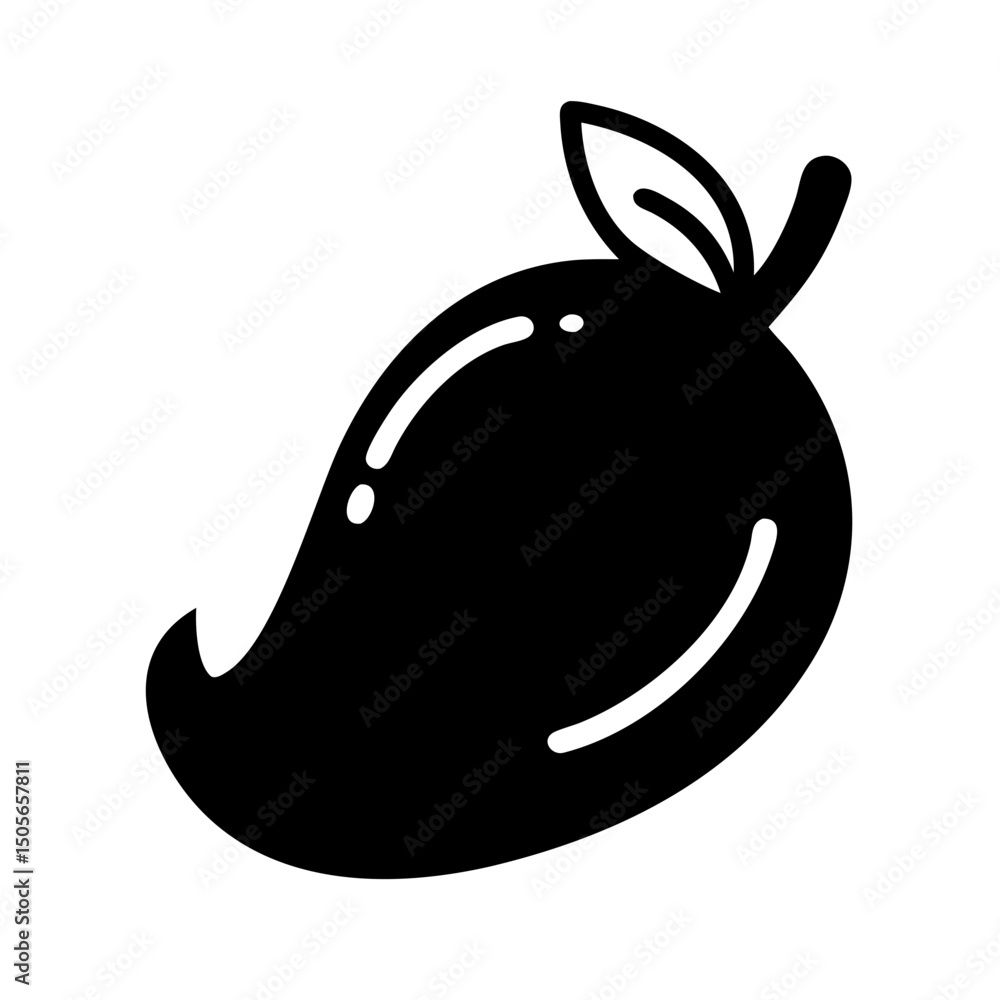 Poster silhouette mango icon on transparent background for web and graphic design
