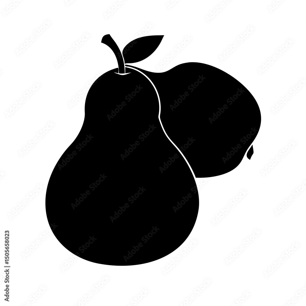 Poster silhouette pear icon on transparent background for web and graphic design