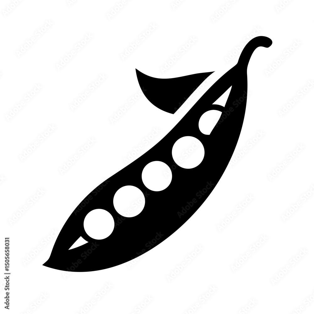 Poster silhouette peas in pod icon on transparent background for web and graphic design