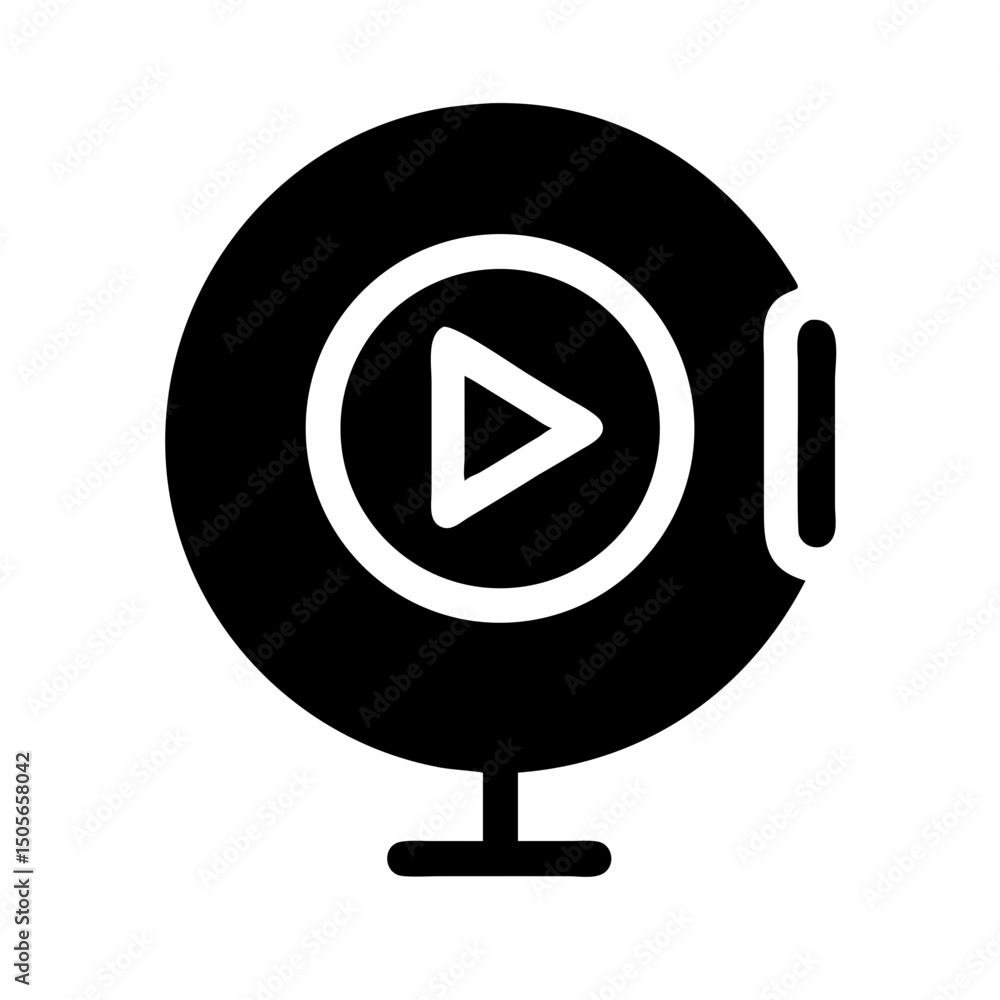 Poster silhouette play button podcast icon on transparent background for web and graphic design