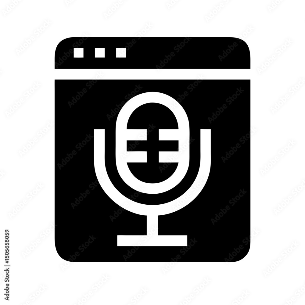 Poster silhouette podcast app interface icon on transparent background for web and graphic design