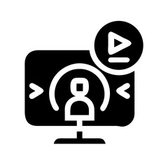 Silhouette play video podcast icon on transparent background for web and graphic design