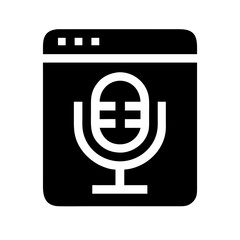 Silhouette podcast app interface icon on transparent background for web and graphic design