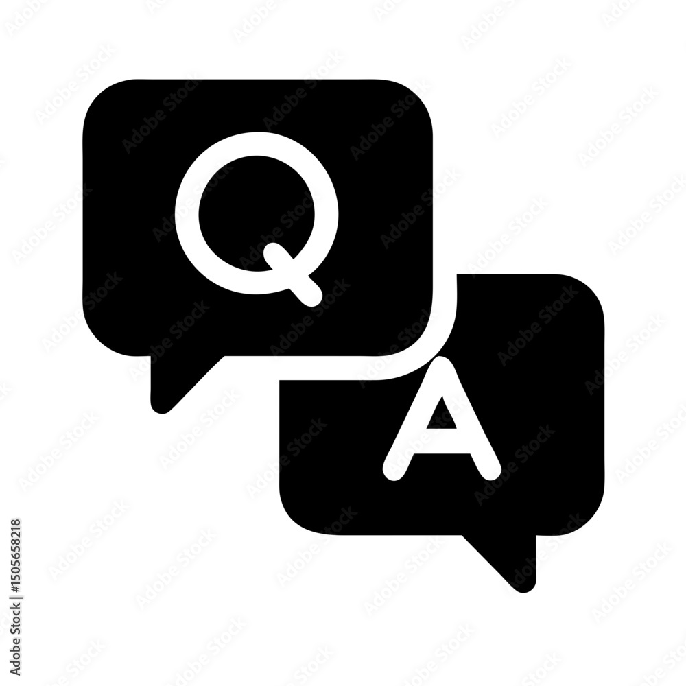 Poster silhouette q a speech bubbles icon on transparent background for web and graphic design