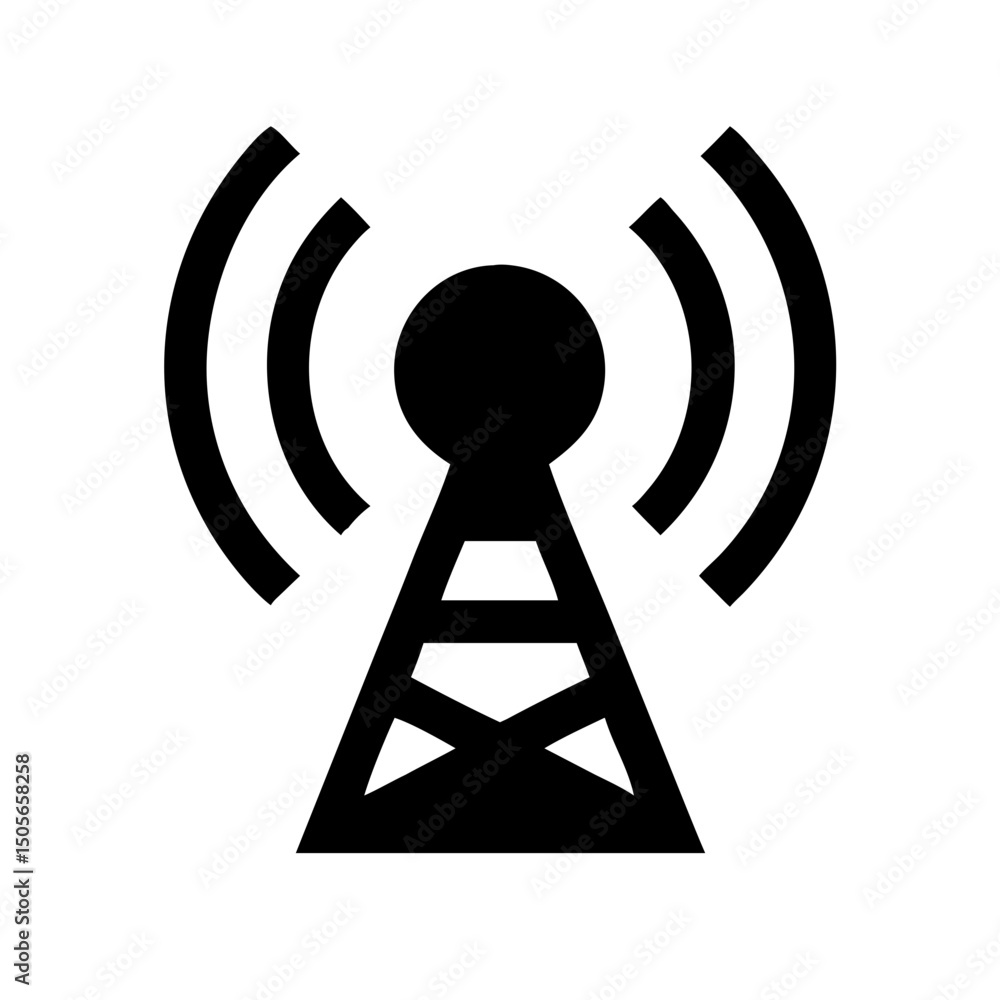 Poster silhouette radio broadcast icon on transparent background for web and graphic design