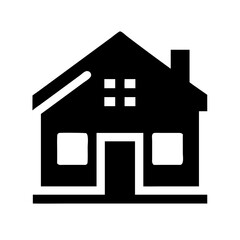 Silhouette residential house icon on transparent background for web and graphic design