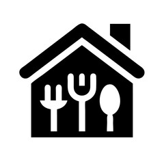 Silhouette restaurant icon on transparent background for web and graphic design