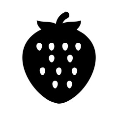 Silhouette strawberry icon on transparent background for web and graphic design