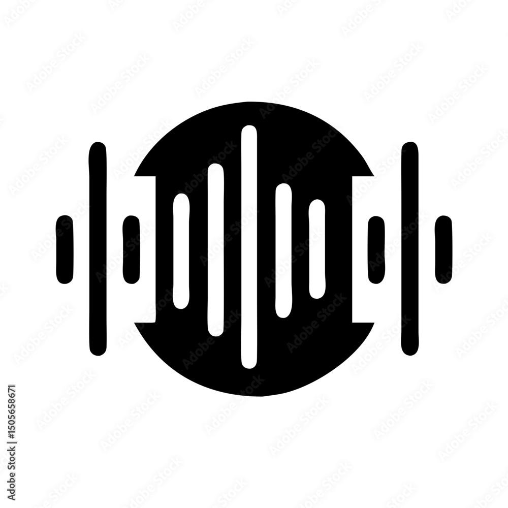Poster silhouette voice waveform icon on transparent background for web and graphic design