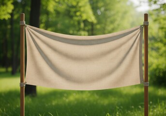 Eco Friendly Blank Banner Mockup Natural Green Background