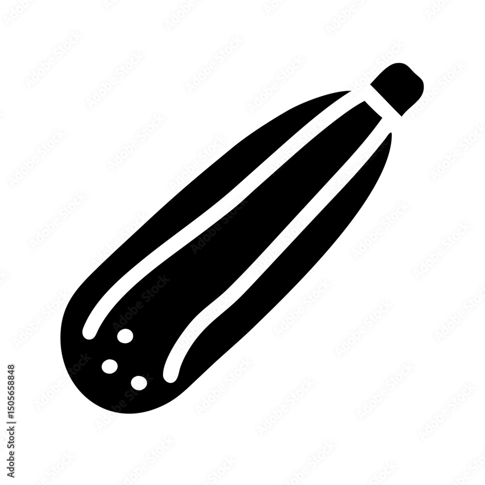 Poster silhouette zucchini or cucumber icon on transparent background for web and graphic design