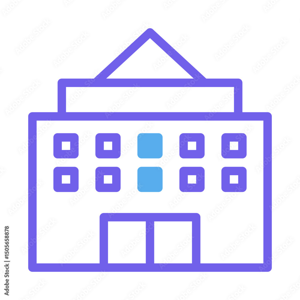 Poster geometric representation of a minimalist building facade with symmetrical windows