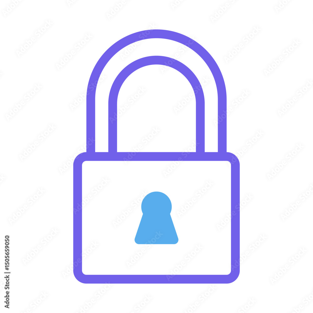 Poster stylized lock icon representing security and protection in digital spaces