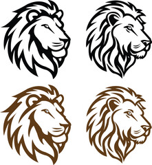 Lion head vectors set. Premium wild animal crest symbols. Lion logos convey strength, power and leadership. It can be used as a logos or brand mark, symbolizing courage and determination.