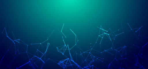 Digital technology speed connect blue green background, cyber nano information, abstract communication, innovation future tech data, internet network connection, Ai big data, line dot illustration