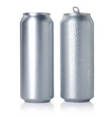 Two silver tin cans isolated on white