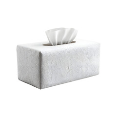 White Tissue Box with Exposed Facial Tissue for Home or Office Use in Minimalist Style