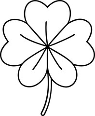 Clover With Four Leaves Line Art Vector Illustration