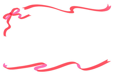 赤いリボンのフレーム　シンプル　メッセージカード