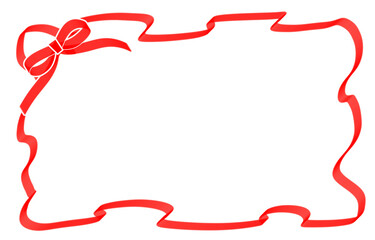 赤いリボンのフレーム　シンプル　メッセージカード