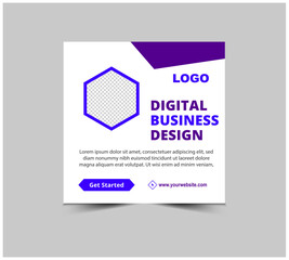 Social Media Post Template Design Purple And Blue Digital Marketing Banner For Business Corporate Modern Vector Illustration
