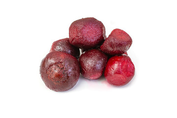 Small round beet root stack isolated on white background, close up