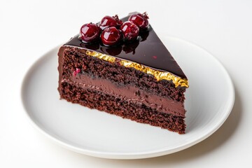 Chocolate cake slice with cherries (2)
